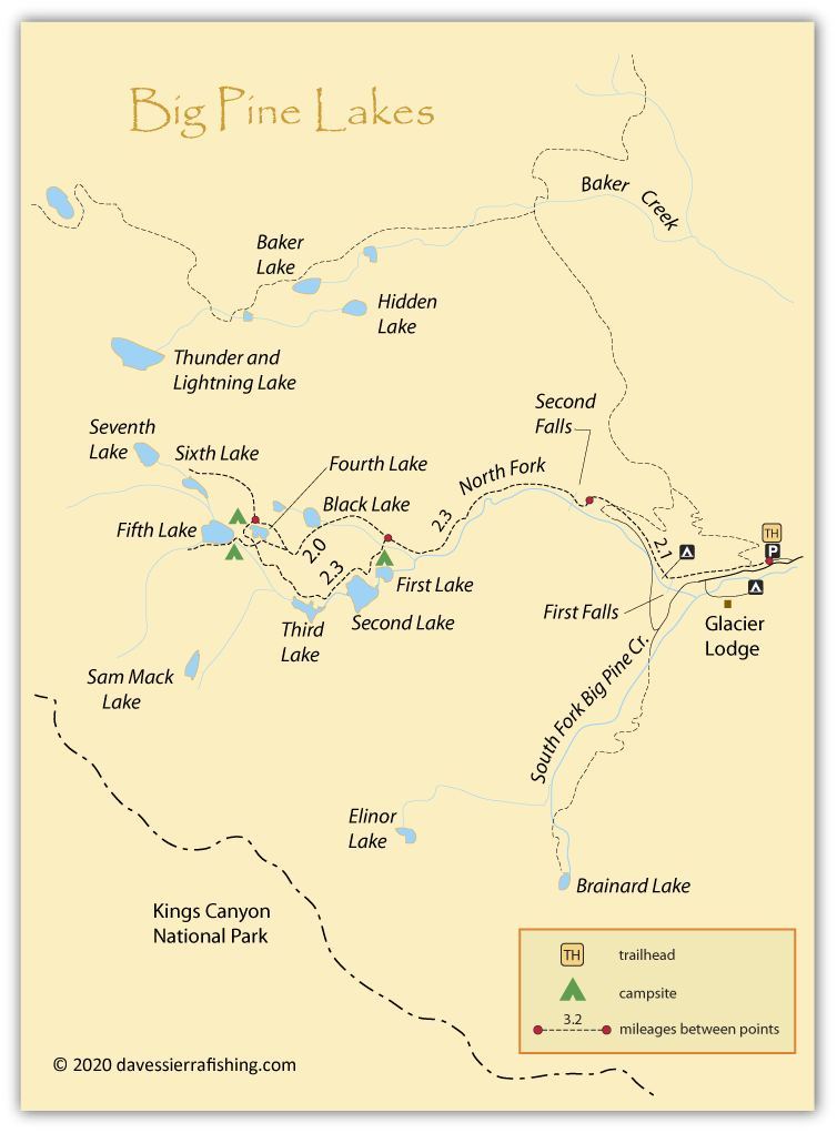 Map Big Pine Lakes in Inyo County, California