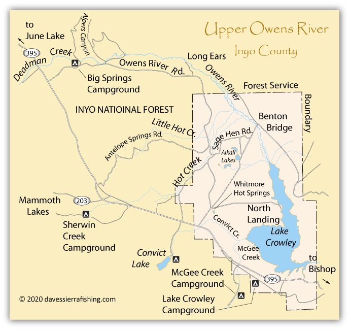 Map of the upper part of the Owens River (above Crowley Lake), Inyo County, California