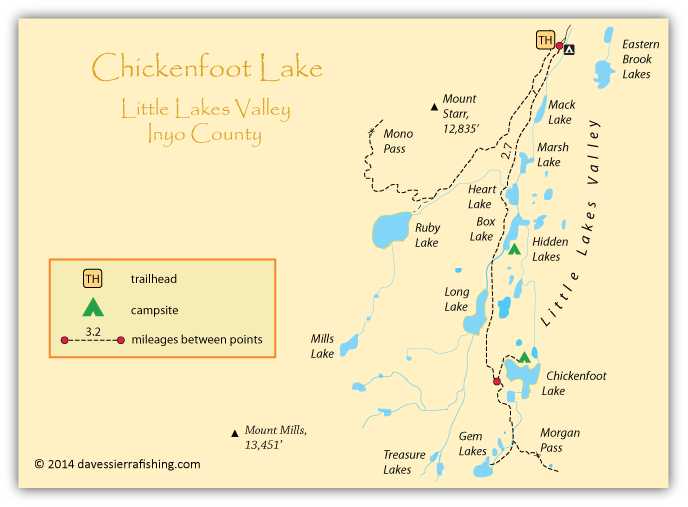 Map of Chickenfoot Lake, Inyo County, CA