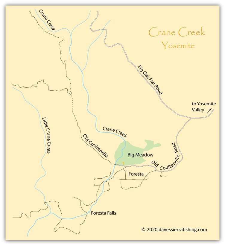 Map of Crane Creek, Yosemite, California