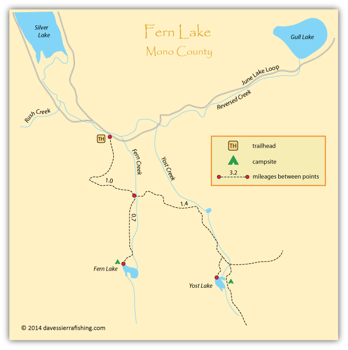 Map of Fern Lake, Mono County, CA