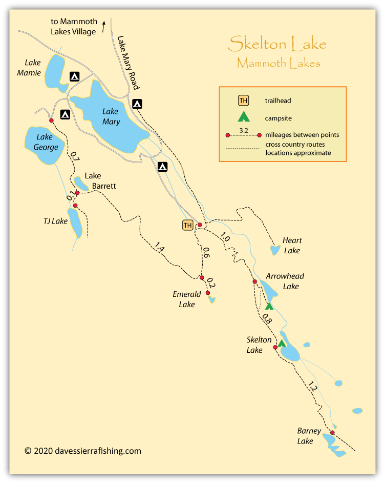 Skelton Lake map, Mammoth Lakes, California