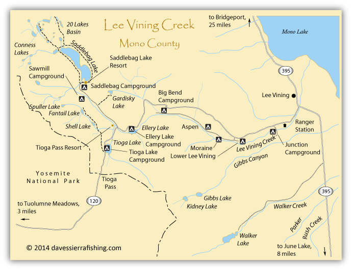 Lee Vining Fishing Map | Eastern Sierra Maps