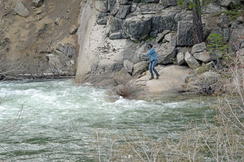 fisherman on Summit Creek, Emigrant Wilderness, Tuolumne County, California